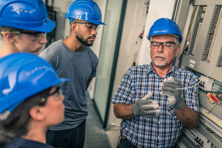 Person teaching about electricity